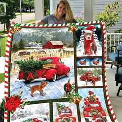 Pit Bull Christmas Red Truck Cl28110171Mdq Quilt Blanket and Home Decor