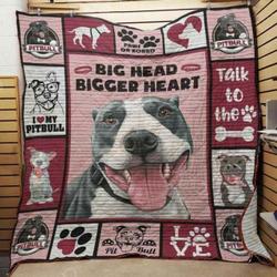 Pitbull Bigger Heart Dog Blanket Quilt and Home Decor