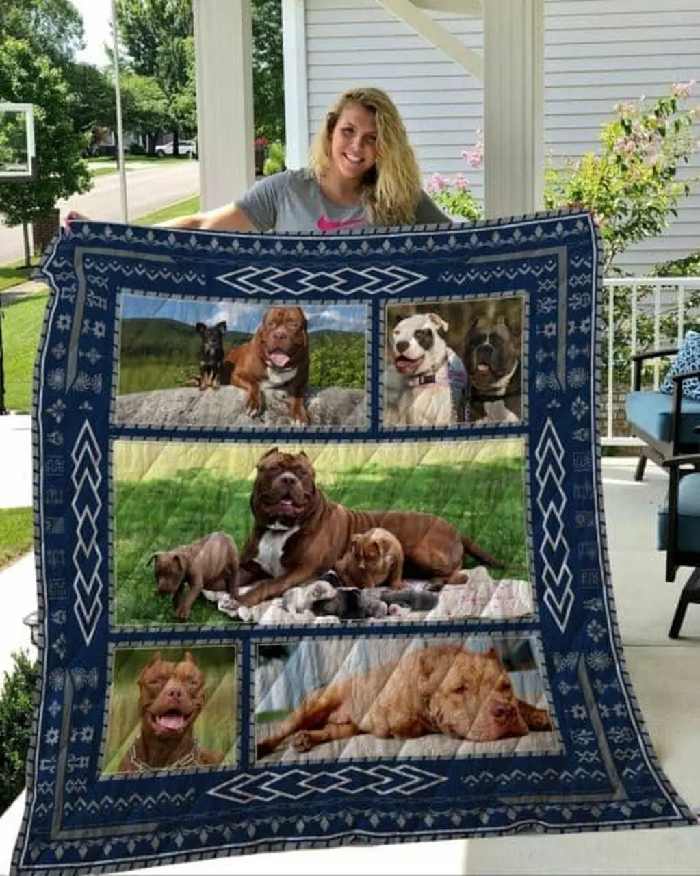 Pitbull Deep Blue Eyes Quilt Blanket Dhc020120886Td and Home Decor