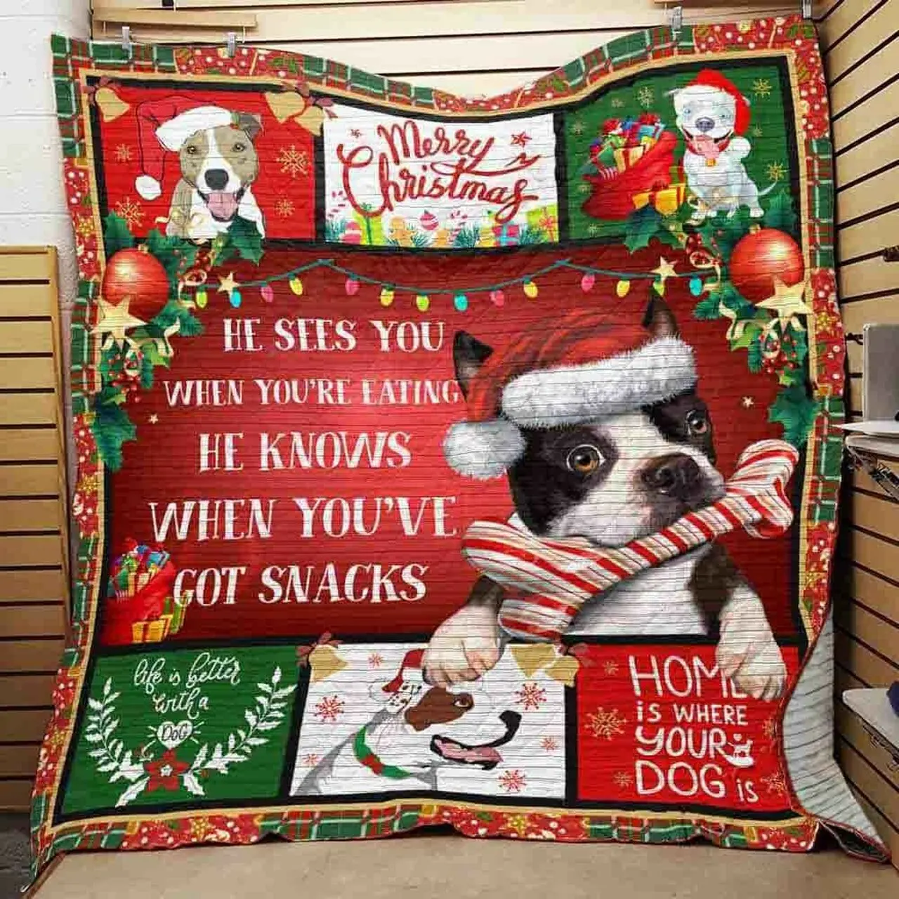 Pitbull Dog Christmas JFJ11387 3D Customized Quilt 2707 and Home Decor