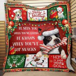Pitbull Dog Christmas JFJ11387 3D Customized Quilt 2707 and Home Decor