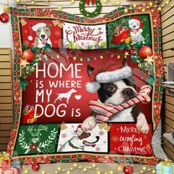 Pitbull Dog Christmas Quilt Tdhnp and Home Decor