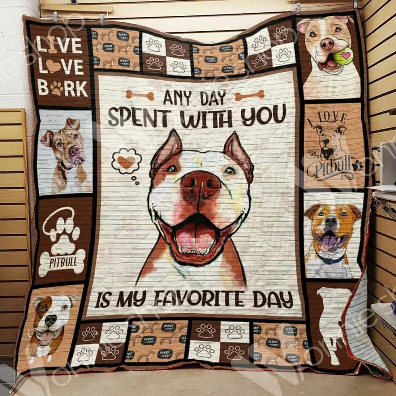 Pitbull Dog Quilt Blanket Dhc0102580Td and Home Decor