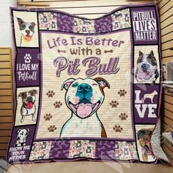 Pitbull Dog Quilt Mra and Home Decor