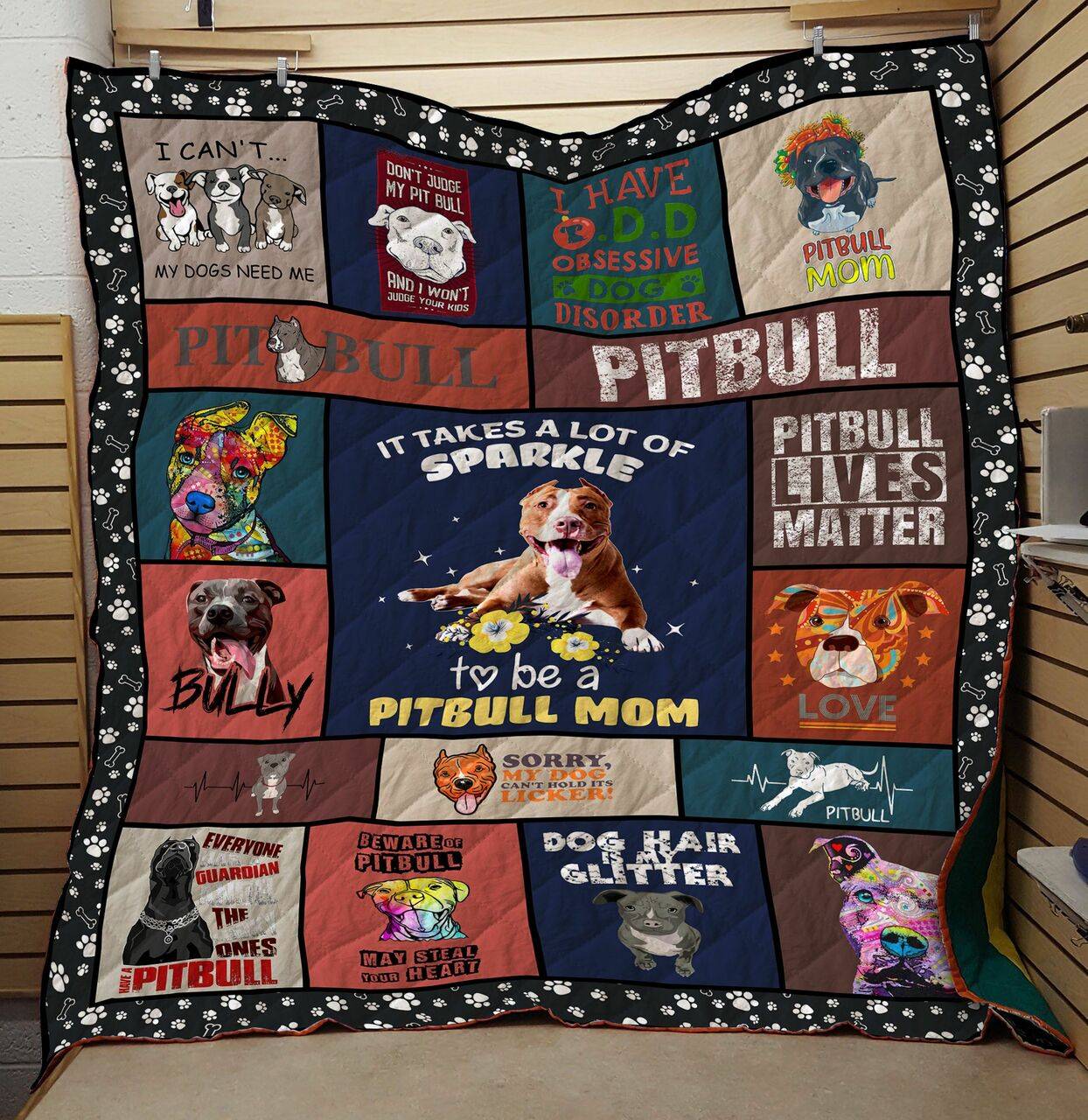 Pitbull Quilt Blanket and Home Decor