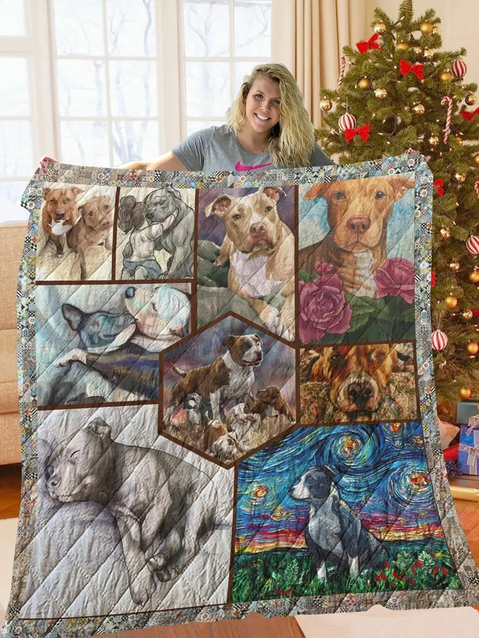 Pitbull Quilt Tdhkq and Home Decor