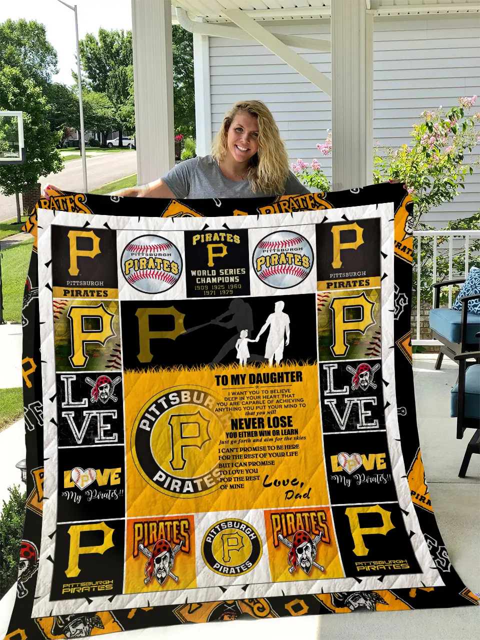 Pittsburgh Pirates - To My Daughter - Love Dad Quilt and Home Decor