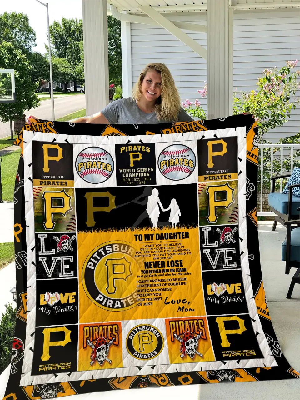 Pittsburgh Pirates - To My Daughter - Love Mom Quilt and Home Decor