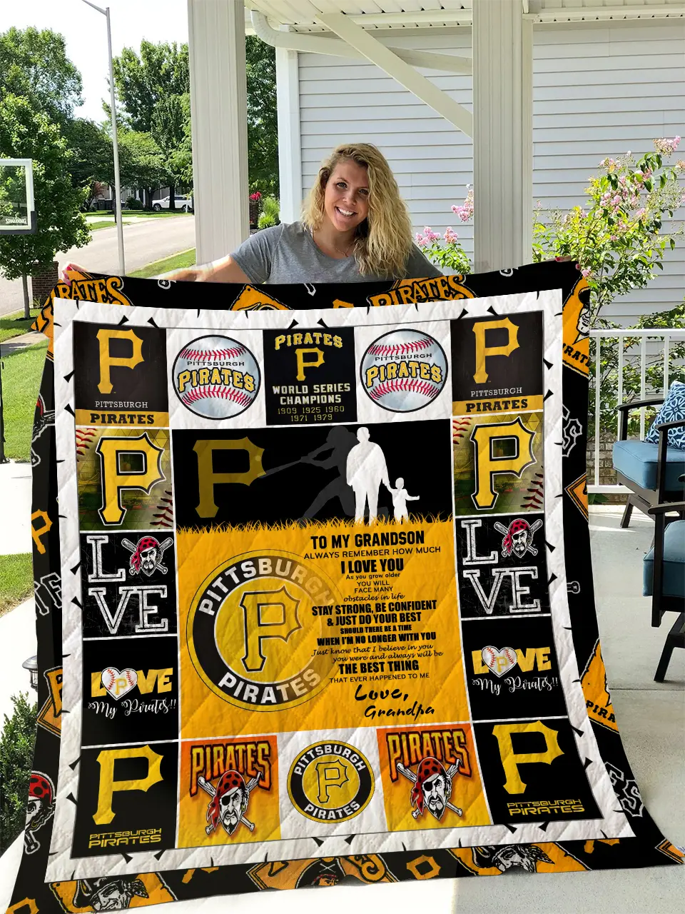 Pittsburgh Pirates - To My Grandson - Love Grandpa Quilt and Home Decor