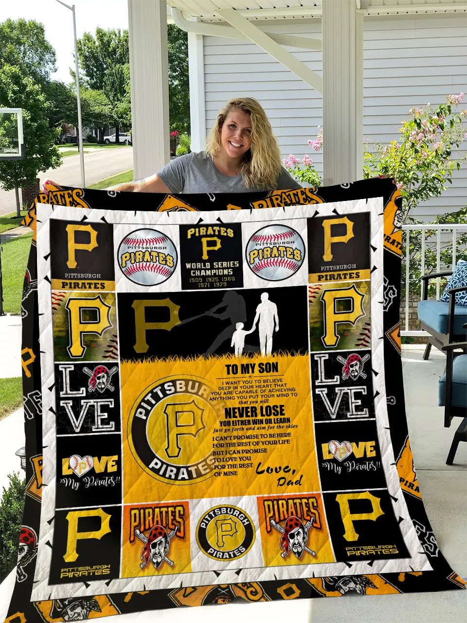 Pittsburgh Pirates - To My Son - Love Dad Quilt and Home Decor