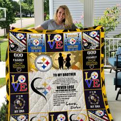 Pittsburgh Steelers  To My Brother  Love Sister Quilt and Home Decor