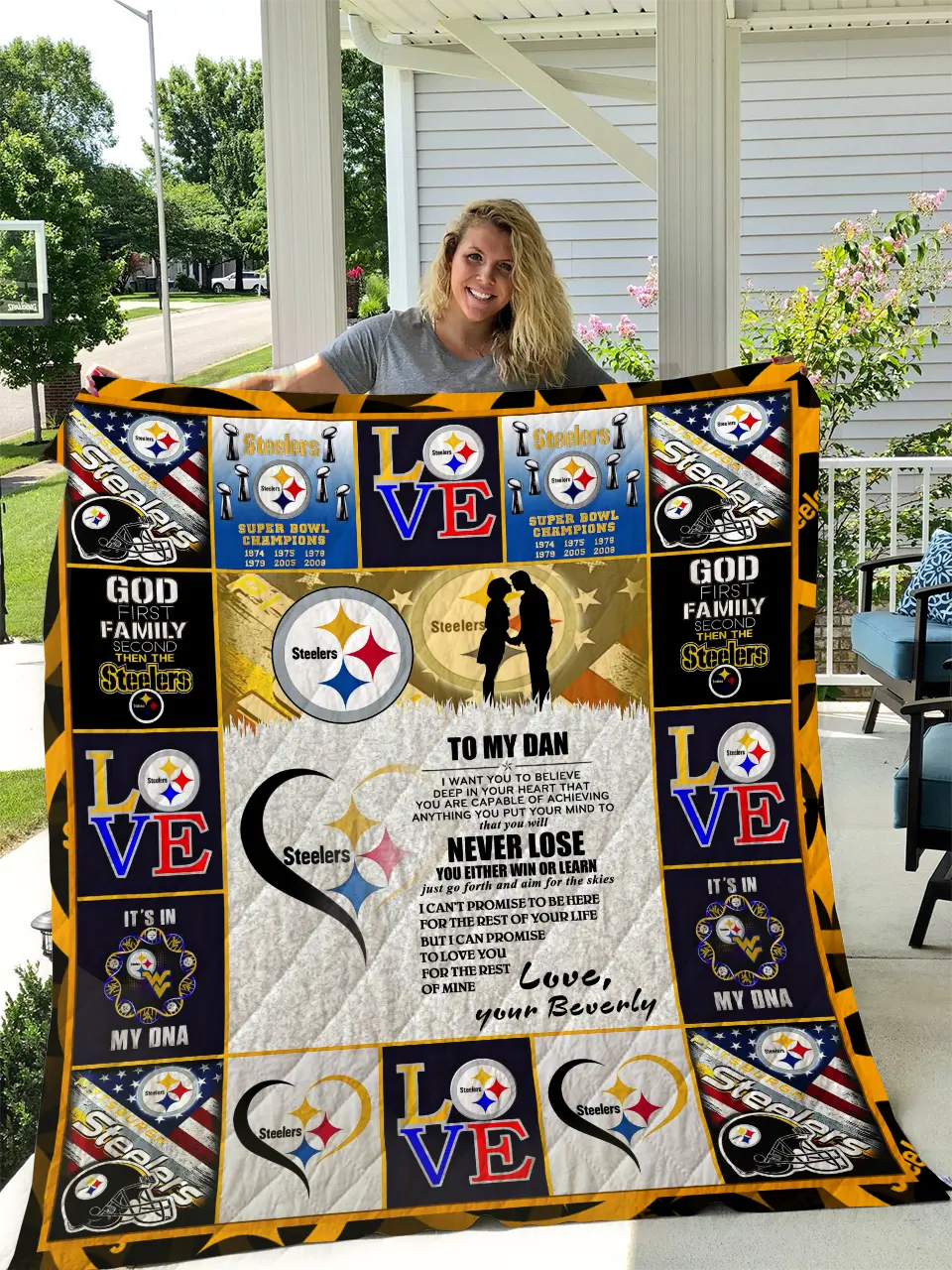 Pittsburgh Steelers To My Dan - Love, Your Beverly Quilt and Home Decor