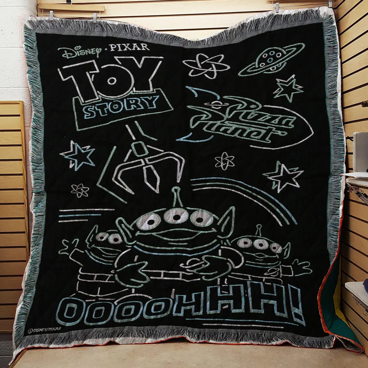 Pixar Toy Story Neon Light Aliens Tapestry Throw Quilt and Home Decor