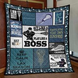 Play Like A Boss Men Lacrosse Pk290529 Quilt Blanket and Home Decor