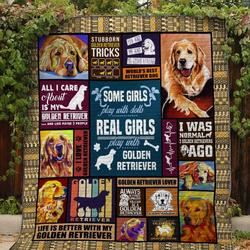 Play With Golden Retriever Quilt and Home Decor