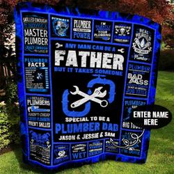 Plumber Dad Personalized Quilt Blanket Bbb080627Sm and Home Decor
