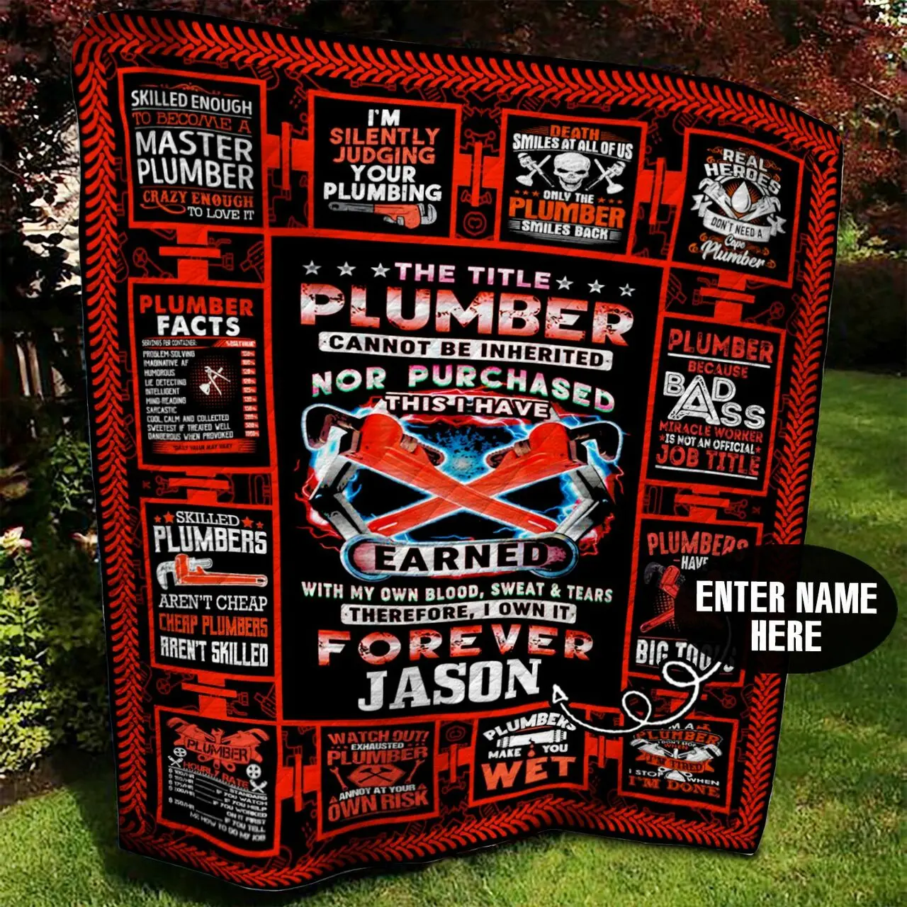 Plumber Personalized Quilt Blanket BBB050656SM and Home Decor