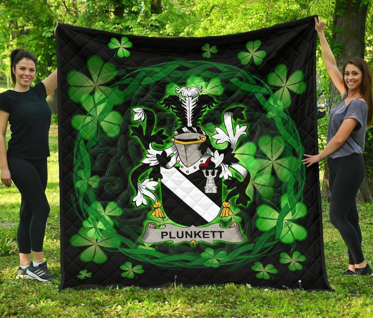 Plunkett Ireland Irish Celtic Shamrock Knot Circle JFJ11438 3D Customized Quilt 2707 and Home Decor