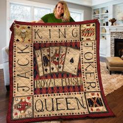 Poker Jack Queen King Joker Royal Flush Quilt Blanket Great Customized Blanket Gifts For Birthday Christmas Thanksgiving and Home Decor