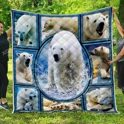 Polar Bear Lovely 3D Polar Bear Beautiful BCG249 3D Customized Quilt Hip and Home Decor