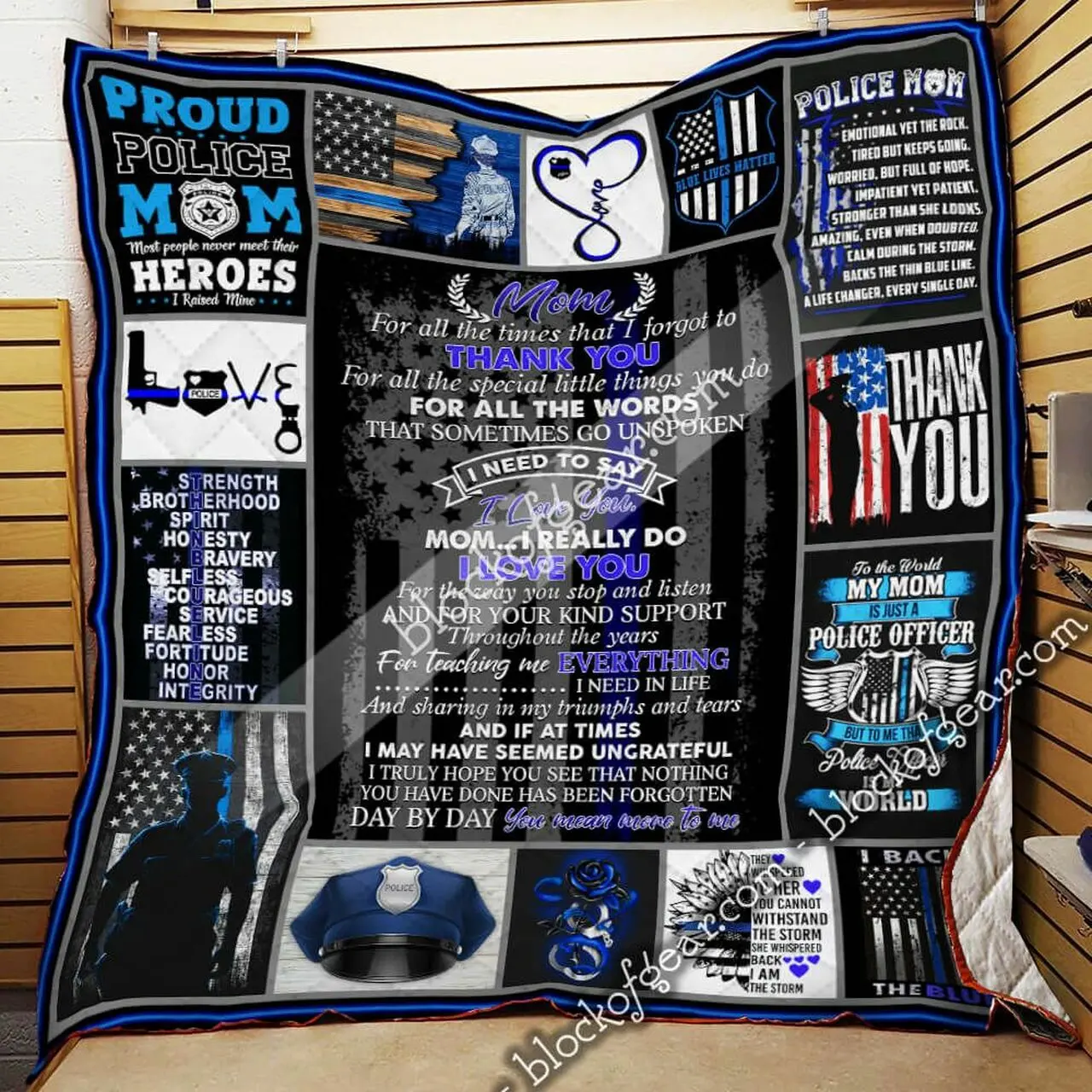 Police Mom, Thank You For All The Special Little Things You Do Quilt Blanket and Home Decor