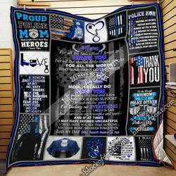 Police Mom, Thank You For All The Special Little Things You Do Quilt Blanket and Home Decor