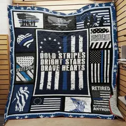 Police Us Flag Retired Not My Problem Anymore Quilt Blanket Great Customized Blanket Gifts For Birthday Christmas Thanksgiving and Home Decor
