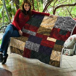 Polynesian Retro Patchwork Pattern Quilt All Over Printed and Home Decor