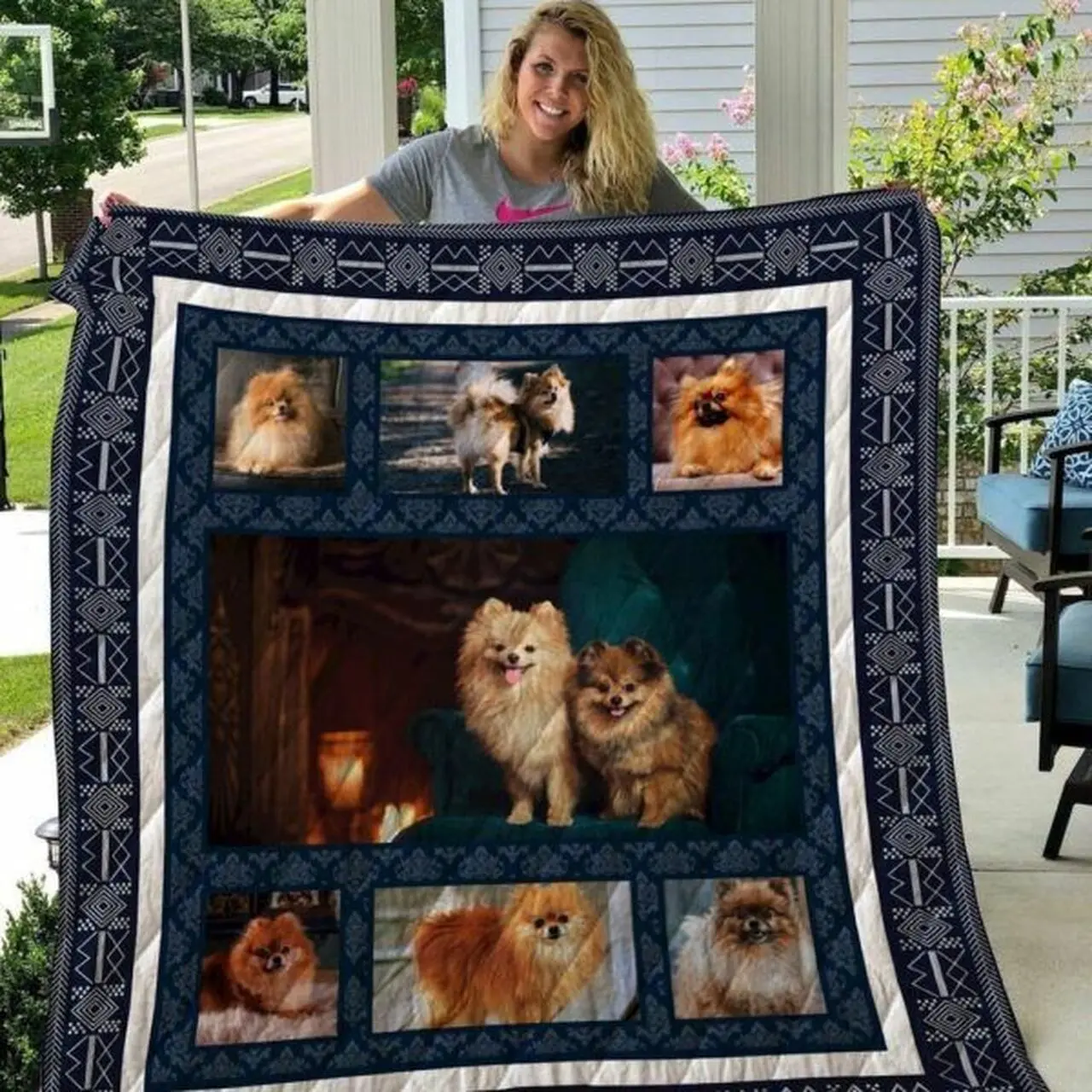 Pomeranian Qui41001 3D Personalized Customized Quilt Blanket 30 and Home Decor