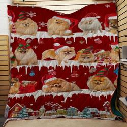 Pomeranian Snow Christmas Quilt Tdhqd and Home Decor