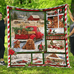 Poodle Red Truck Christmas Quilt Tdhqo and Home Decor
