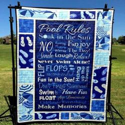 Pool Rules Quilt Blanket Ypm0  Quilt and Home Decor