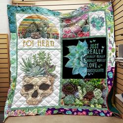 Pot Head Succulent Quilt and Home Decor