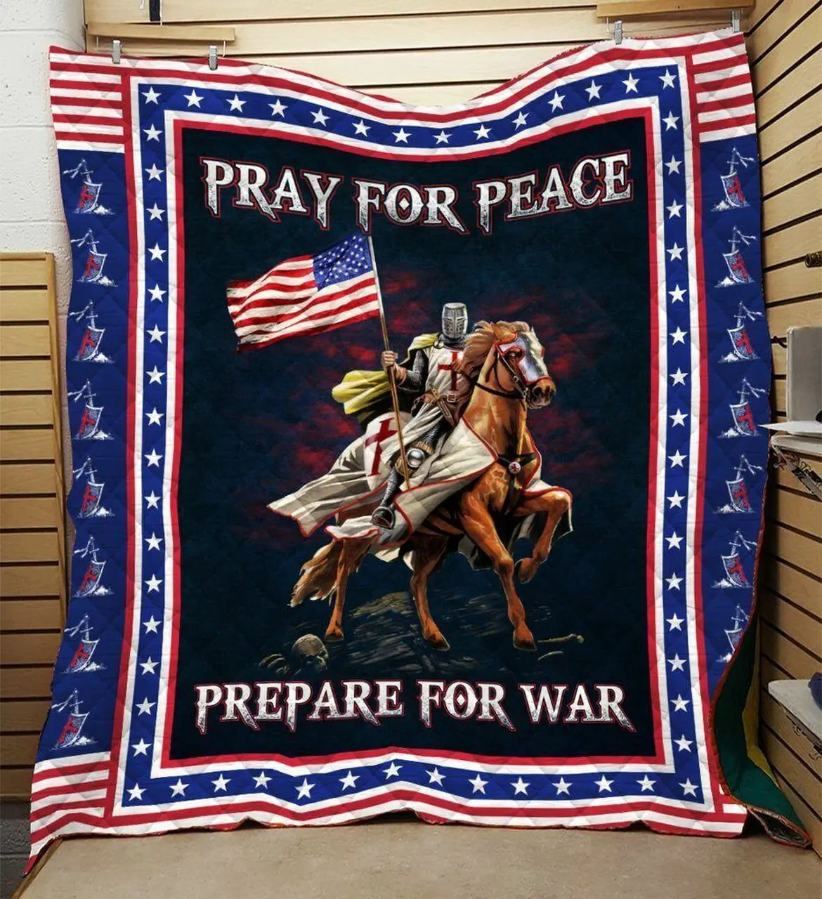 Pray For Peace Knight Templar Quilt Jvl and Home Decor