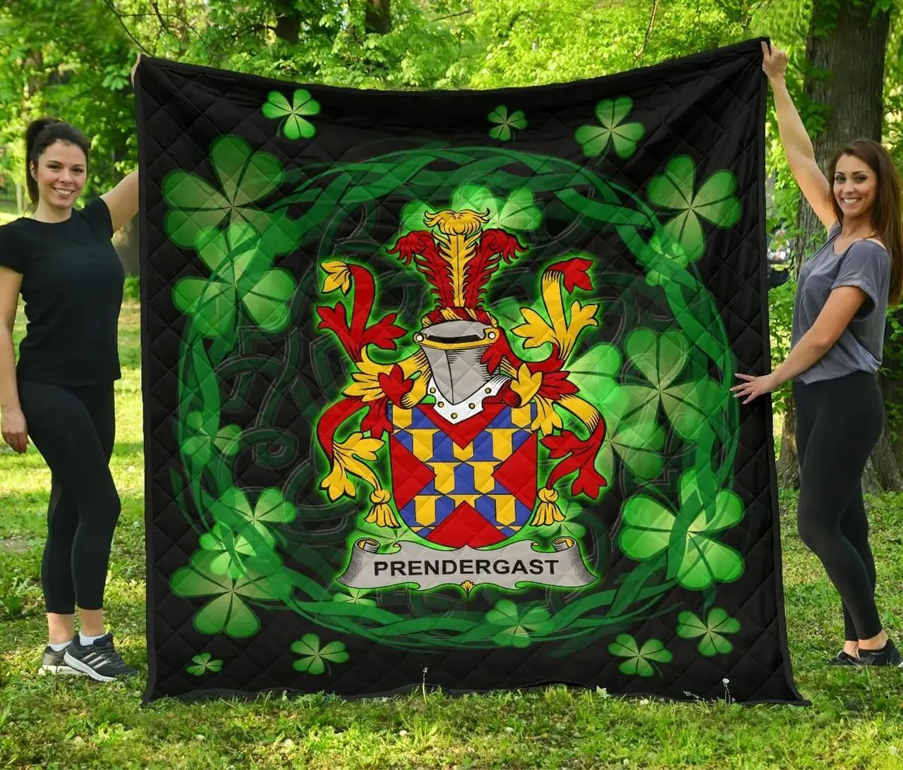 Prendergast Ireland Irish Celtic Shamrock Knot Circle JFJ11522 3D Customized Quilt 2707 and Home Decor