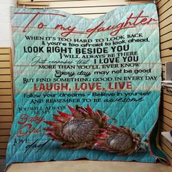 Protea Flower To My Daughter Love Dad Quilt Tdhua and Home Decor