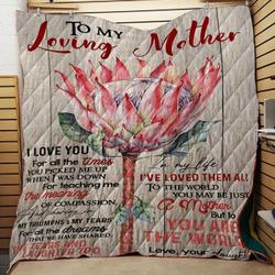 Protea Flower To My Loving Mother Love Your Daughter Quilt Tdhpd and Home Decor
