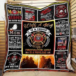 Proud Firefighter Mom Blanket Kc1307 Quilt and Home Decor
