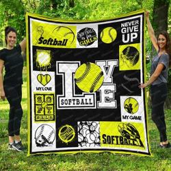 Proud Softball Girl Quilt Tdhmz and Home Decor