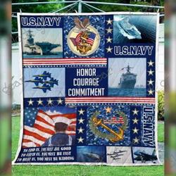 Proud Us Navy Blanket Kc1507 Quilt and Home Decor