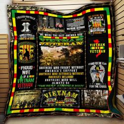 Proud Wife Of A Vietnam Veteran Quilt Blanket Great Customized Blanket Gifts For Birthday Christmas Thanksgiving and Home Decor