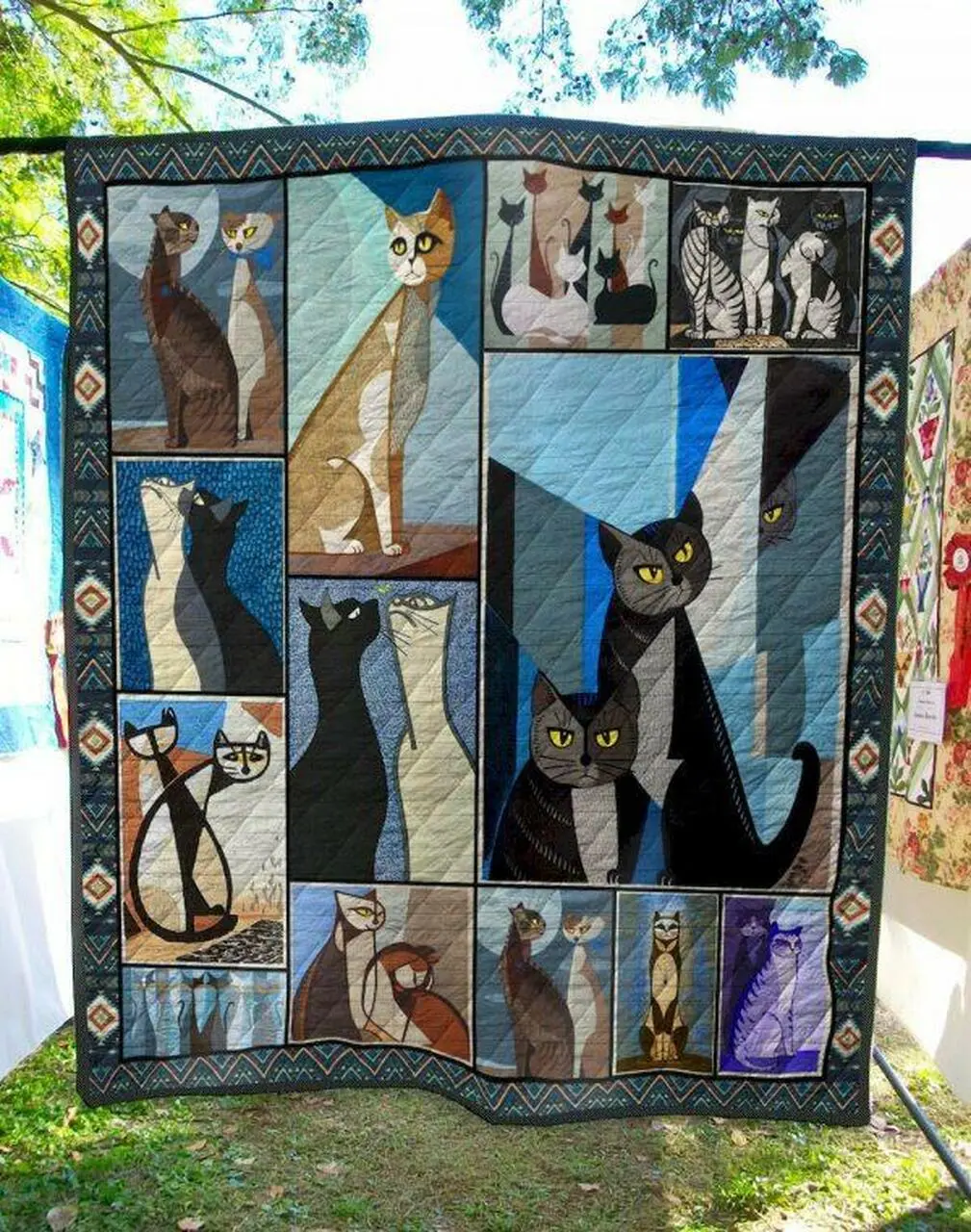 Provocative Cat Quilt Blanket Quilt and Home Decor