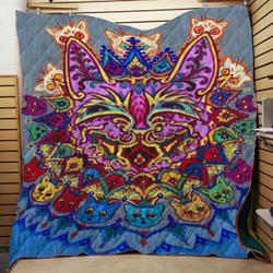 Psychedelic Cat Quilt Tdhbh and Home Decor
