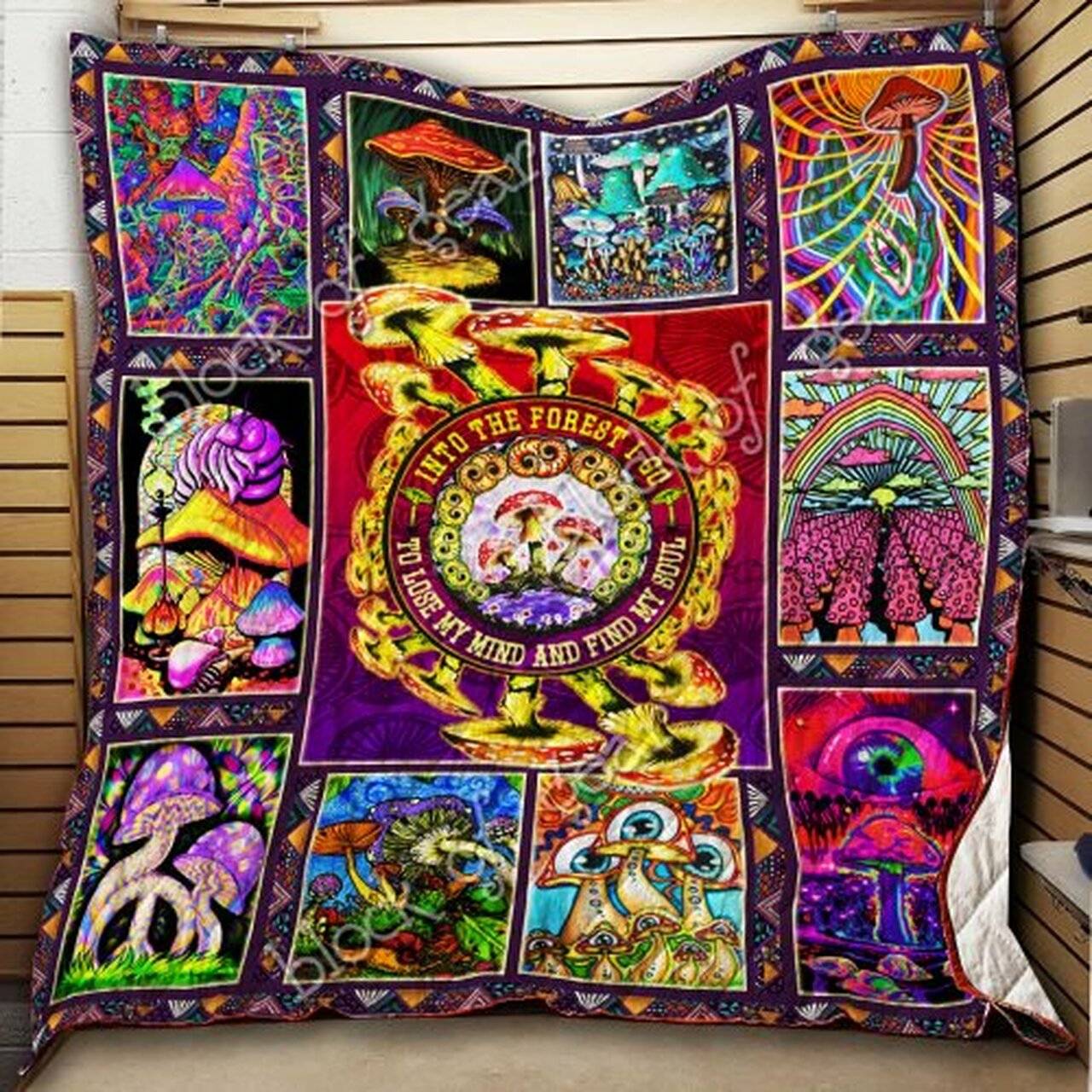 Psychedelic Trippy Mushroom Quilt Thh1075 and Home Decor