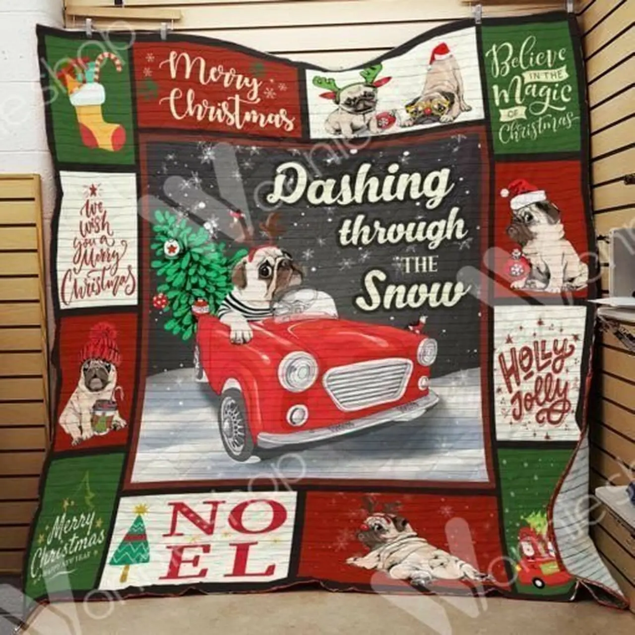 Pug Christmas Hur Quilt gg and Home Decor