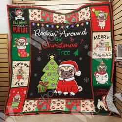 Pug Dog Christmas Hur Quilt ay and Home Decor