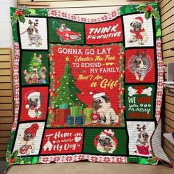 Pug Dog Christmas Quilt Tdhmz and Home Decor