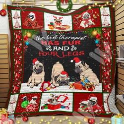 Pug Dog Christmas Quilt Tdhqz and Home Decor