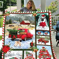 Pug Dog Merry Christmas Quilt Tdhoa and Home Decor