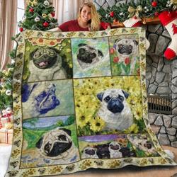 Pug Flowers Epilogue X2412 3D Customized Quilt and Home Decor